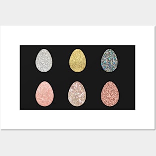 Gold Silver Faux Glitter Easter Eggs Posters and Art